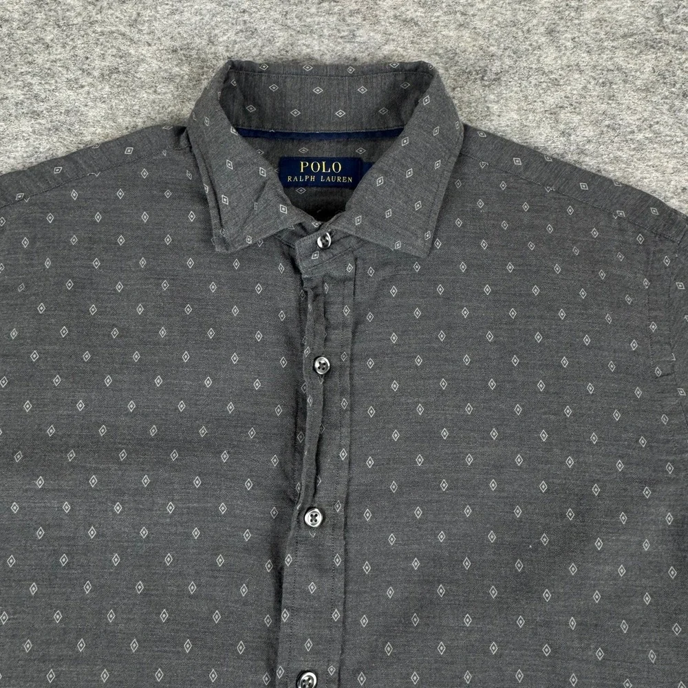 Polo Ralph Lauren Button Up Shirt Long Sleeve Geometric Gray Mens Large L